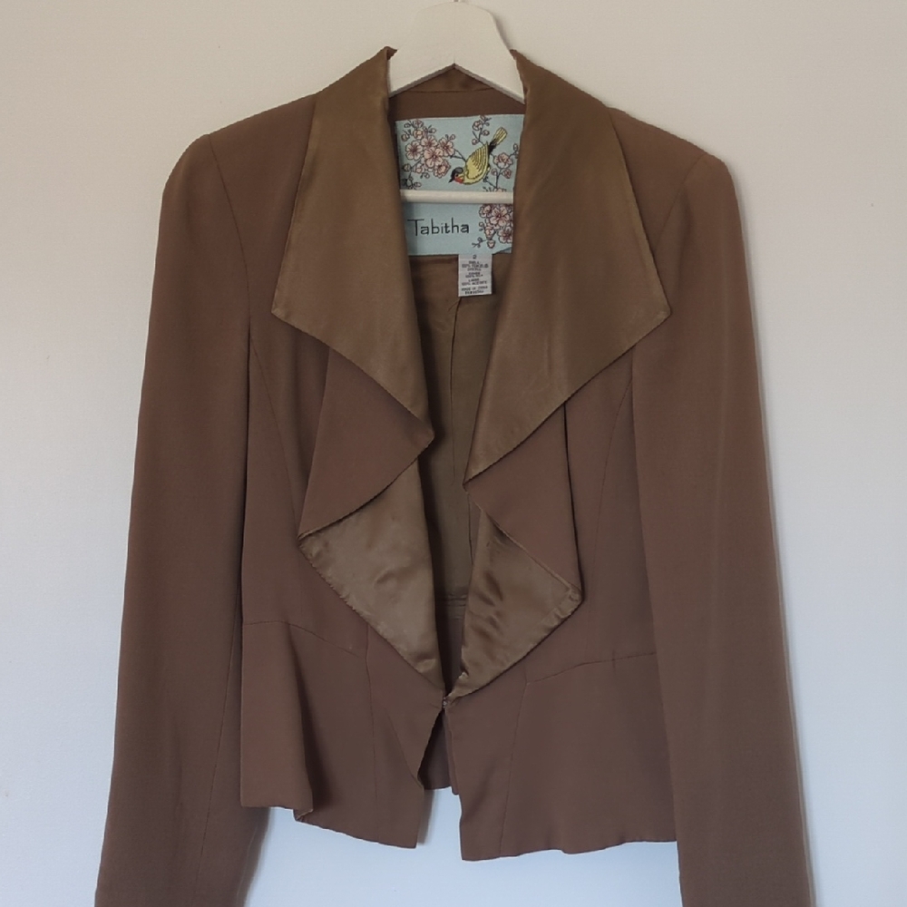 Tabitha for Anthropologie Brown Women's Jacket/Blazer